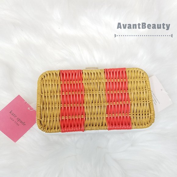 Kate Spade Kitt Clutch Wicker Peach Melba Multi - Picture 3 of 12